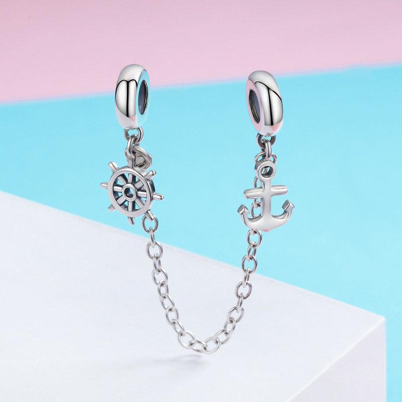 Charm S925 Sterling Silver Safety Chain Positioning Buckle Collection Fashion Beaded Bracelet Silver Accessories