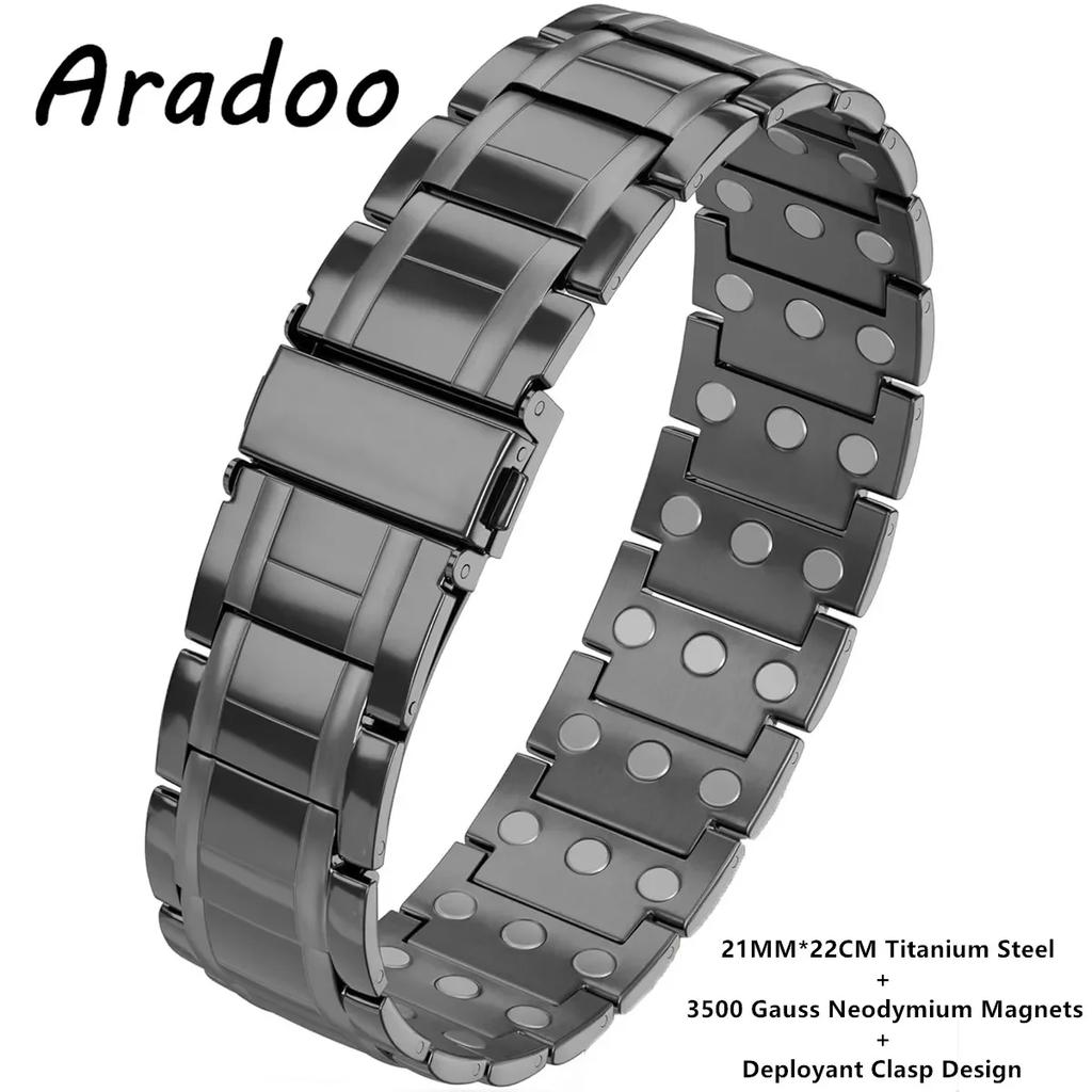 Premium Titanium Steel Bracelets for Men with 3X Ultra Strenth Magnetic Wristband Jewelry Gifts
