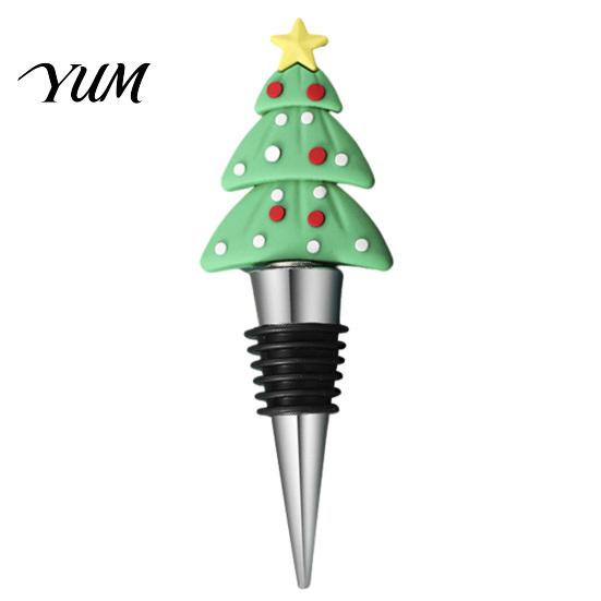 Wine Preservation Tools Christmas Bottle Stopper, Stainless Steel Reusable Cork, Decorative PVC Cartoon Snowman Corks Toppers Design, Airtight Sealing