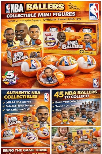 ZURU 5 Surprise NBA Ballers Series 2 Official NBA Collectible Figures & Accessories – Surprise Unboxing Basketball Sports Toy (4 Capsules)