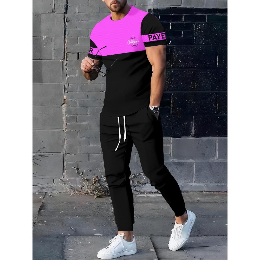 2026 Summer Men's Suit with Letter Print Breathable Lightweight Casual Fashionable Outdoor Men's Clothing