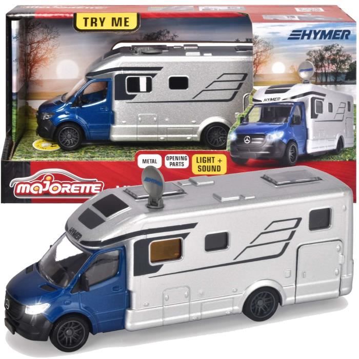 Camping Car Mercedes - MAJORETTE - Grand Série 19 cm - Échelle 1/43 - Portes ouvrantes, sons et lumieres - Des 3 ans