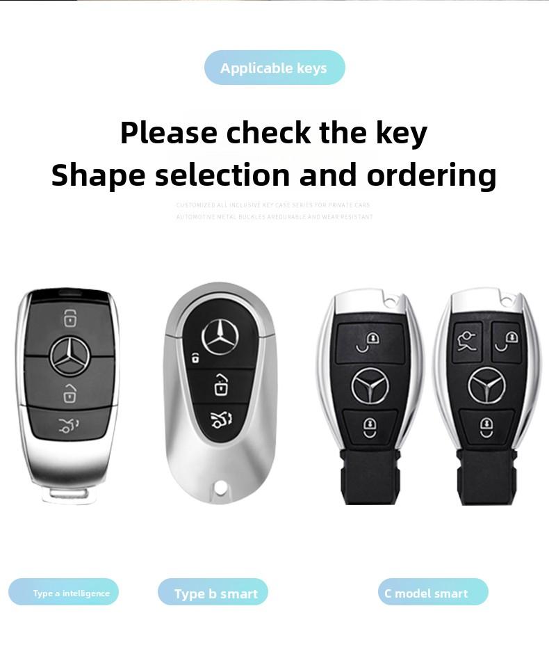 QOK3   For Mercedes-Benz C260L key cover, 25 models, E300 car, A200, men and women, high-end feeling, GLB220 shell buckle, Gla bag, Glc