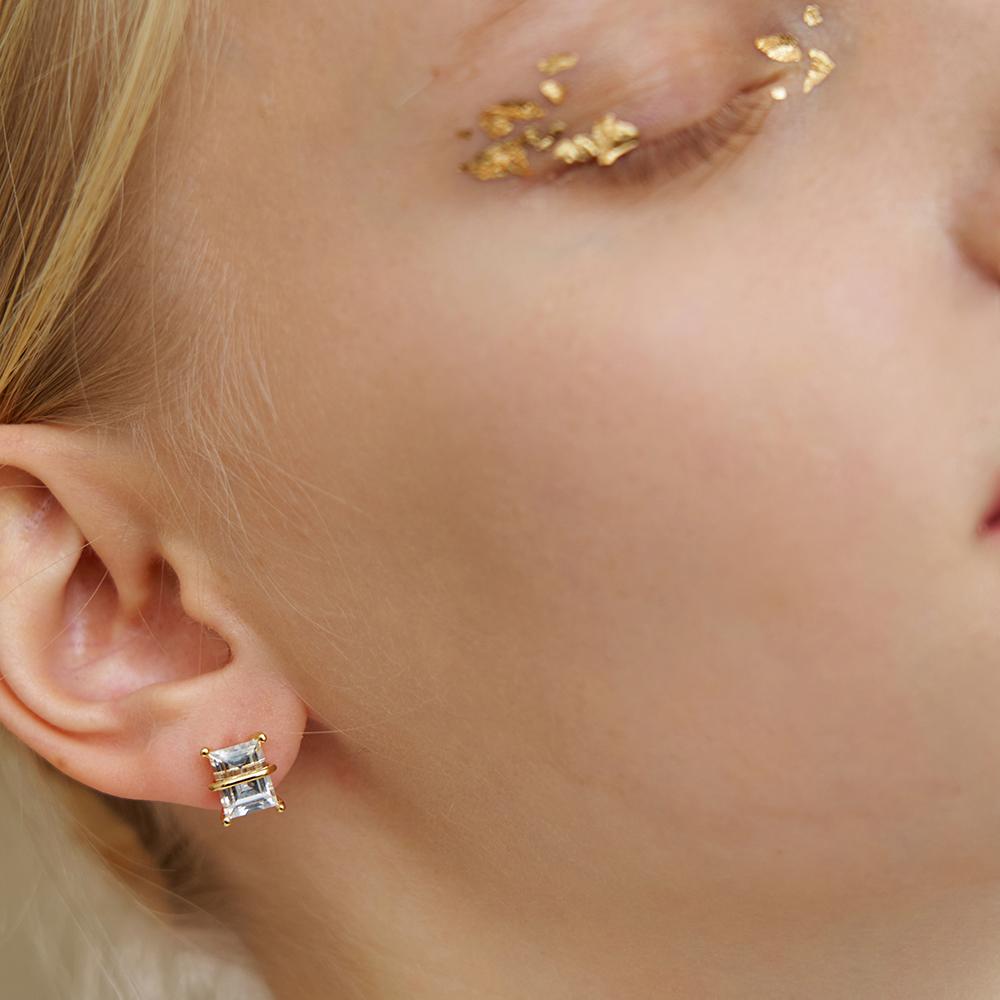 Leeenoir Line Cubic Earring (Only Cubic) (2Color)