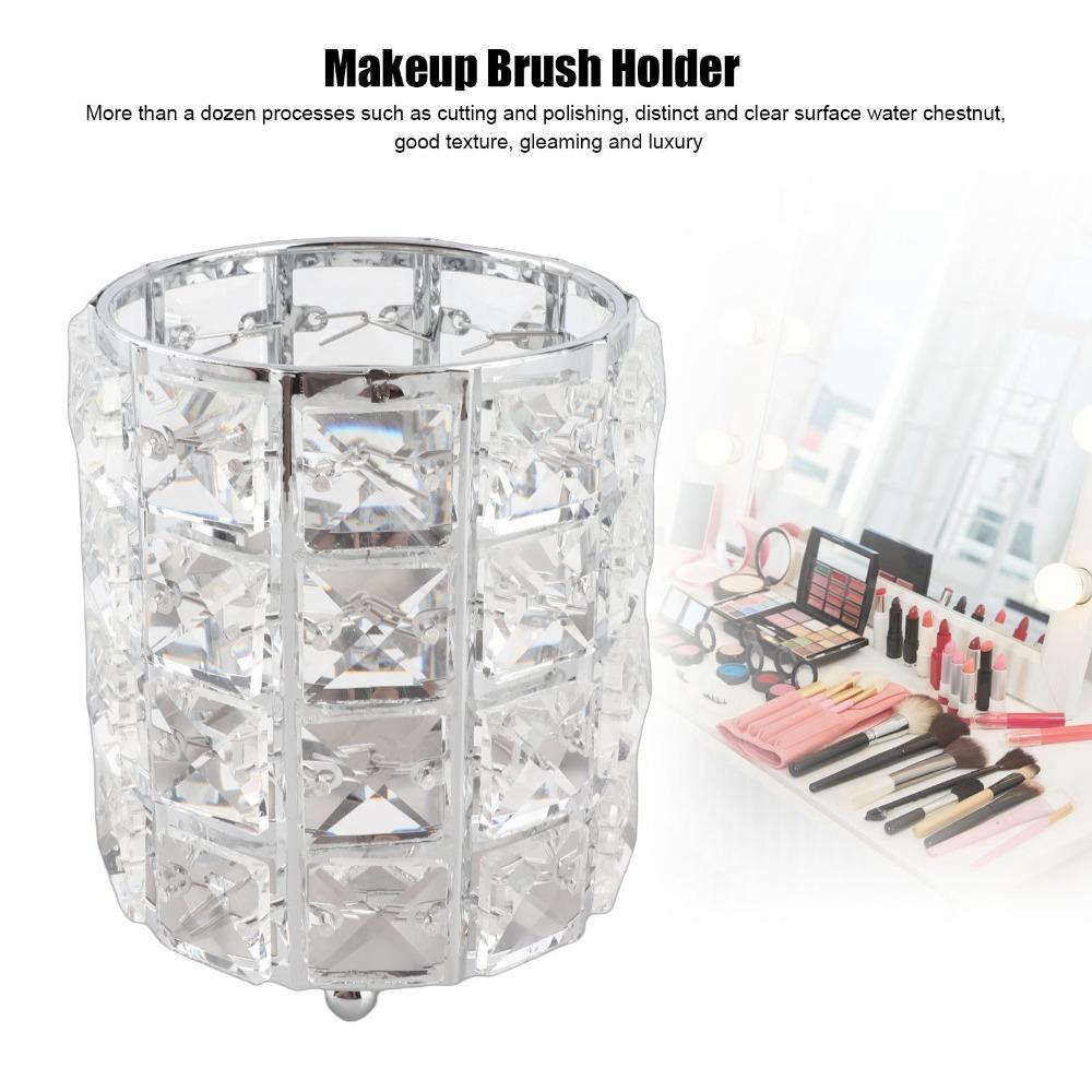 Rounded Crystal Glass Crystal Glass Cosmetic Organizer Cosmetic Storage Bucket  Pen Pencil Storage