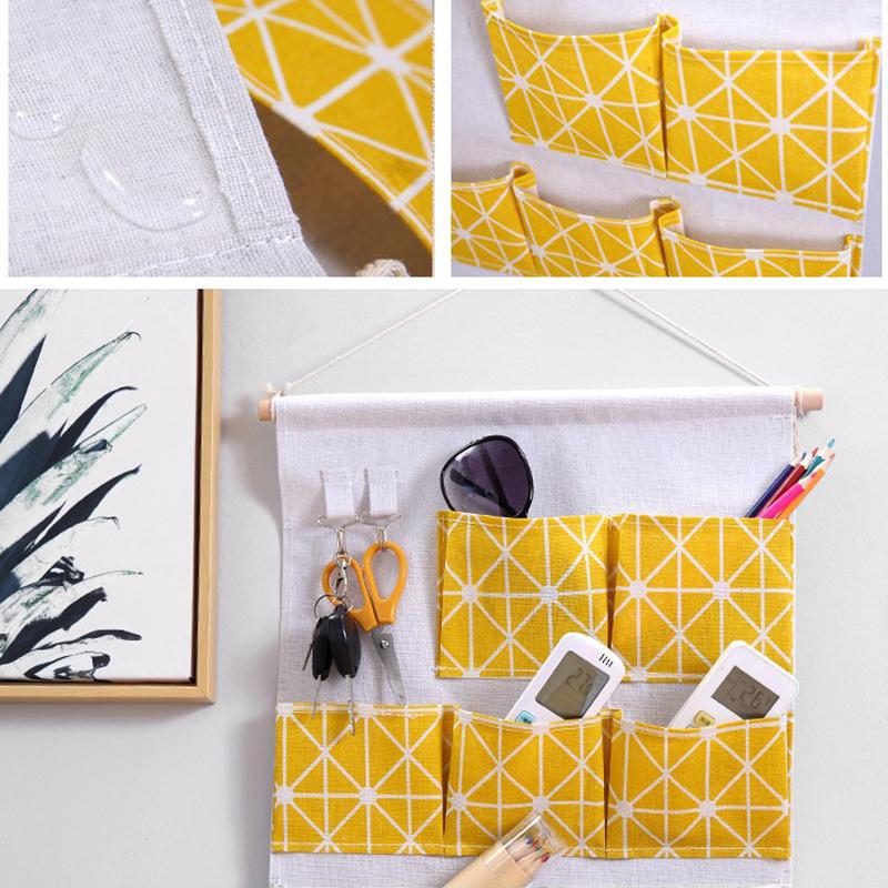 Seven Pocket Hanging Cotton And Linen Hanging Bag, Door Storage Hanging Bag, Bathroom Storage Bag, Fabric Storage Hanging Bag