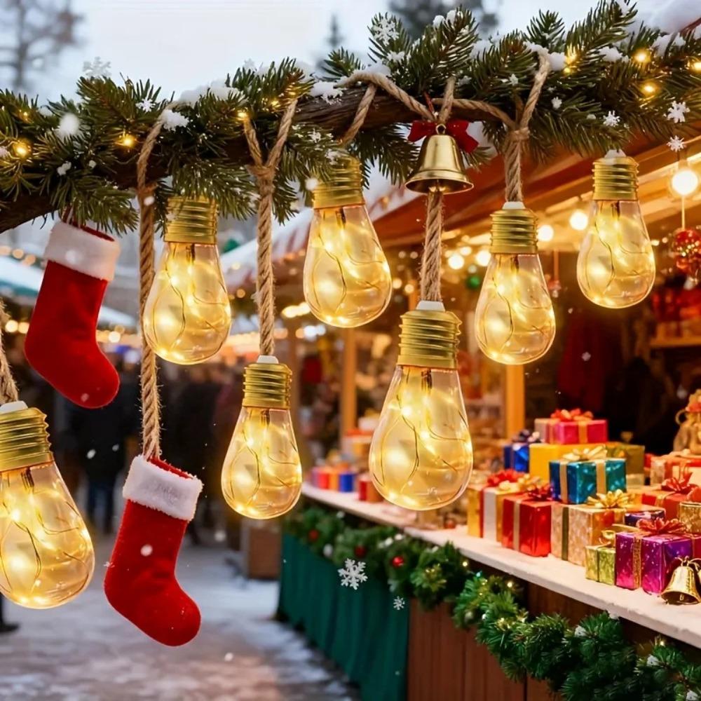 Vintage Hemp Rope Solar String Lights Outdoor, Waterproof Garden Decor Fairy Light for Patio Gazebo Fence Yard