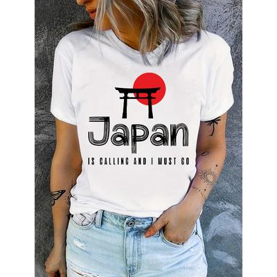 Japan Reise Souvenir Gedruckt Lässig Locker Sommer T-Shirt