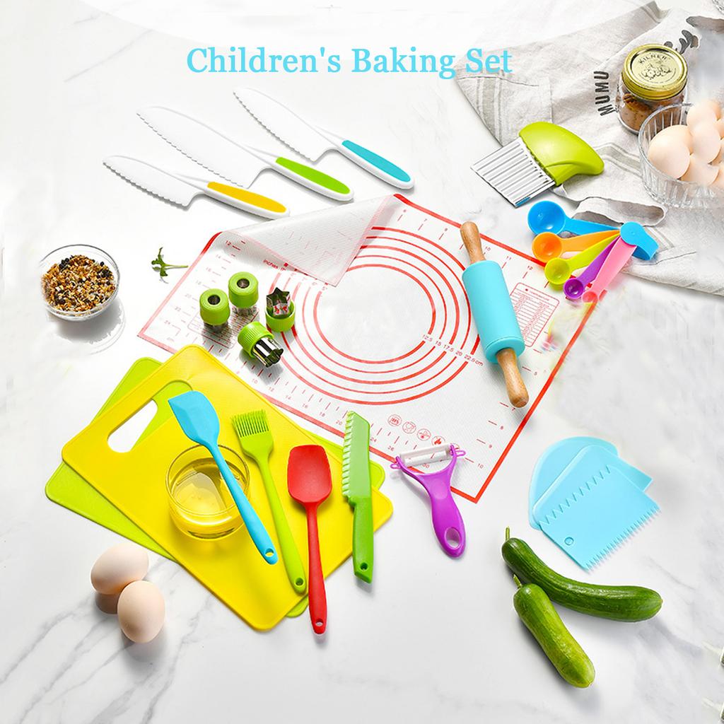 Kolip 15 Pieces Kitchen Tools Kids Cutting Board Crinkle Cutter Peeler Serrated Edges Fruit Cutters Shapes Set