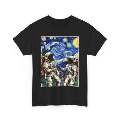 Maglietta Notte Stellata Astronauta, T-shirt Mashup Van Gogh, Maglietta Arte Spaziale, Galassia