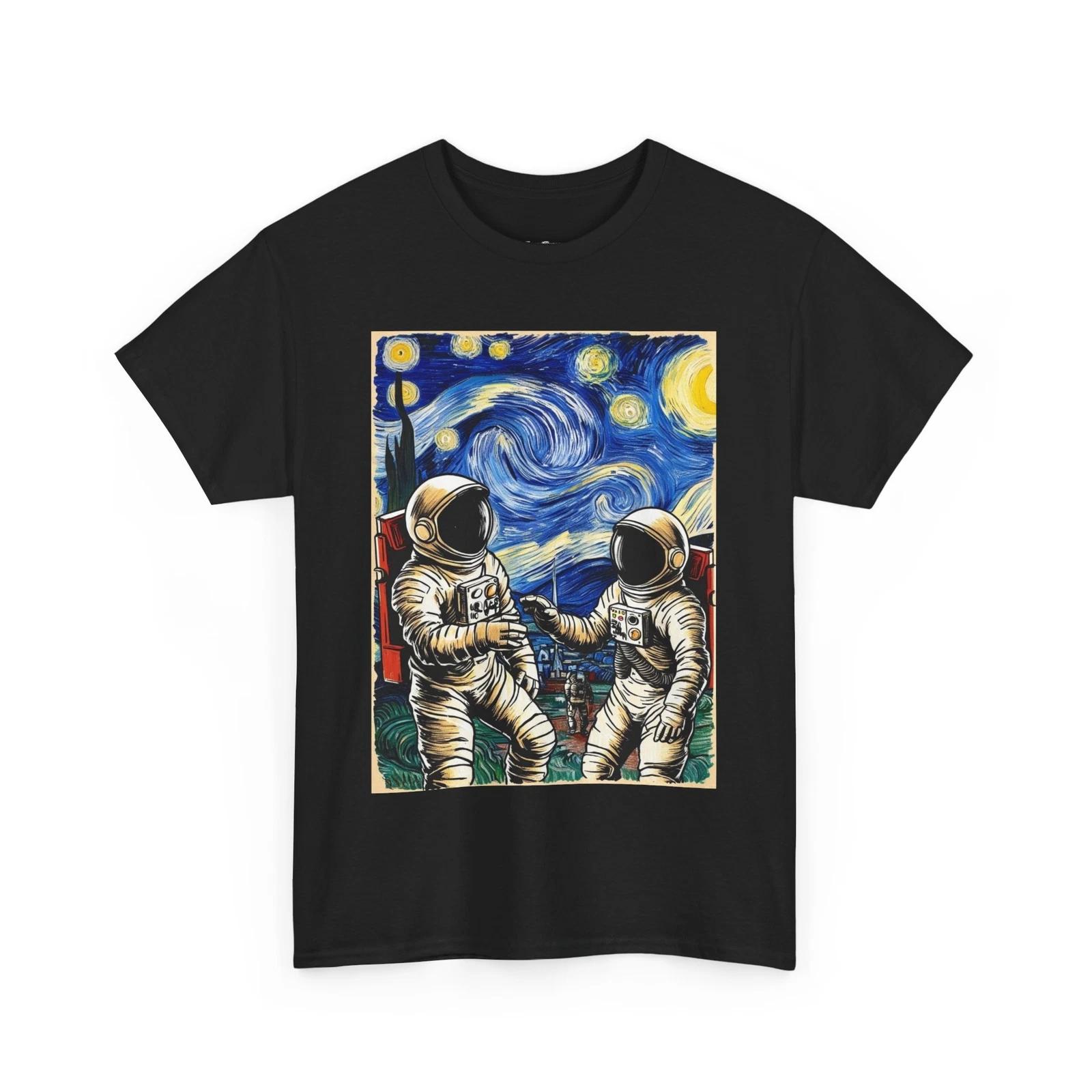 Astronaut Starry Night Tee, Van Gogh Mashup T-Shirt, Space Art Shirt, Galaxy M