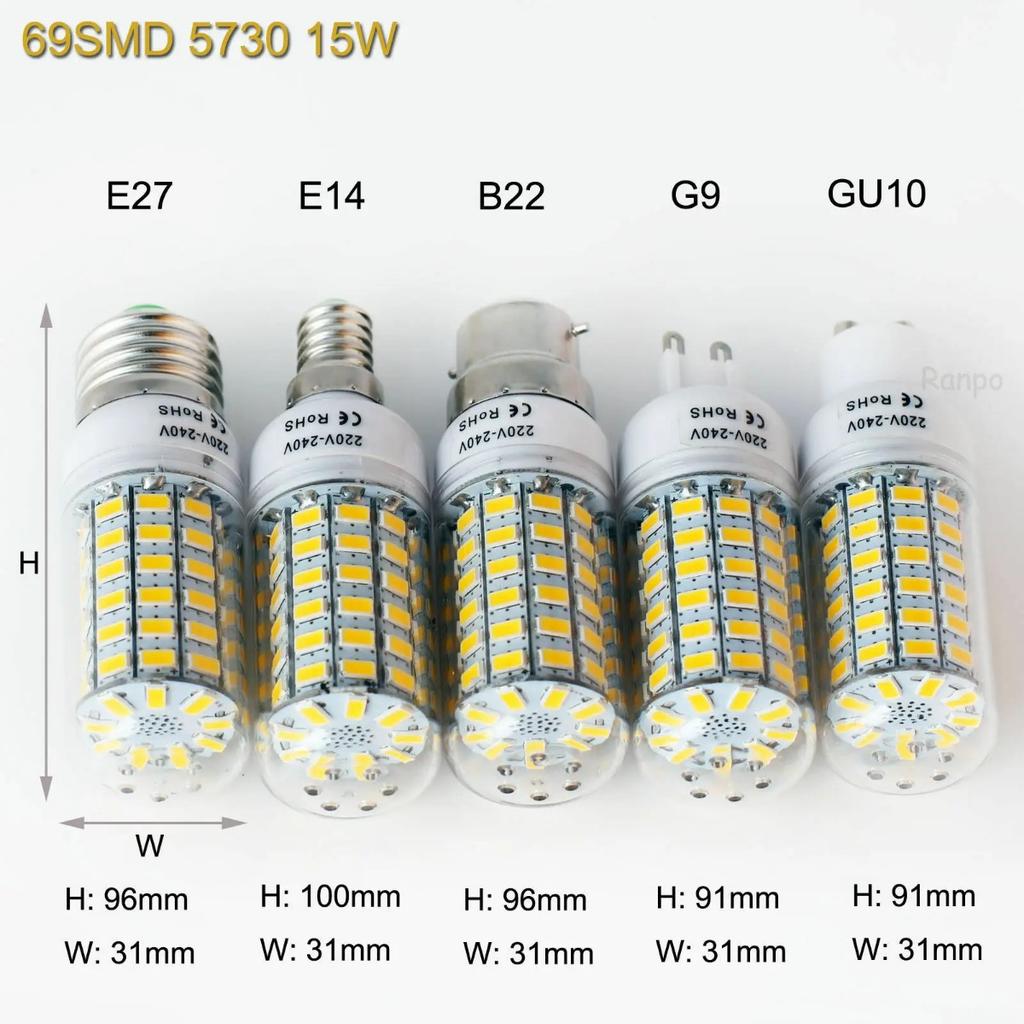 JOYBLISS 7-15W E27 LED Lamp E14 LED SMD5730 220V Corn Light Bulbs 24 36 56 72 LEDs Lamparas LED Chandelie for Home Decor Ampoule Led Light
