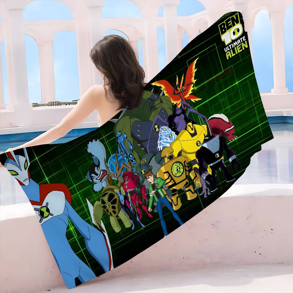 B-ben 10 Classic Microfiber Blanket Quick Drying Beach Towels Oversized Printing Super Absorbent Pool Towel Blanket