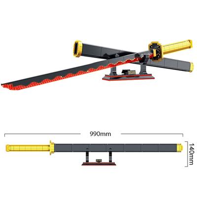 606 bucăți Anime Demon Slayer Tsugikuni Yoriichi Ninja Sabie Blocuri de construcție Lamă Katana Cuțit Asamblare Armă Cărămizi Jucărie pentru Copil G