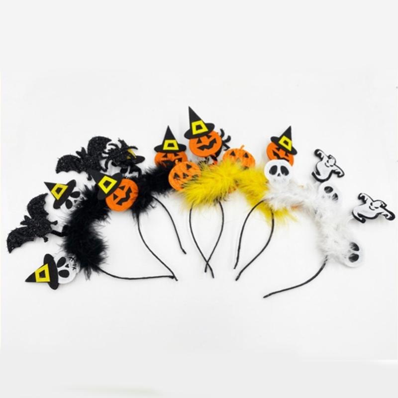 Adult Teens Headband Wing&Skull&Pumpkin Shape Hair Hoop Halloween Party Headpiece Woman Girls Cosplay Costume Hairband