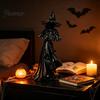 Dark Aesthetic Shelf Ornaments 12 Inch Black Resin Faceless Witch Figurine, Gothic Spooky Robed Statue with Halloween Party Centerpieces Pointed