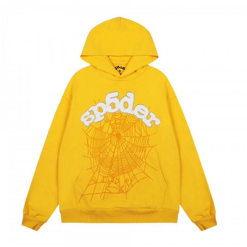 Felpa Sp5der FW23 Unisex Streetwear Pullover Felpa Con Stampa Ragnatela Vestibilità Larga Misto Cotone
