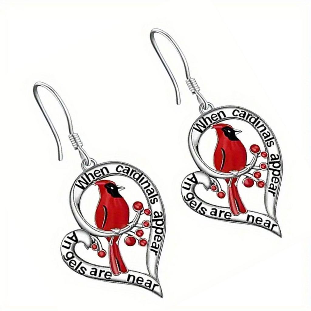 Collier Pendentif Oiseau Rouge Vintage Choker Ajustable Boucle d'Oreille Simple Goutte Anneau Ouvert Bijoux de Fête Animaux Porte-clés