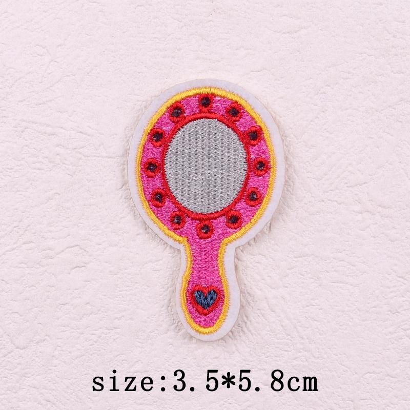 Pink Cartoon Embroidery Patch Iron On Patches For Clothing Flower Letters Patches On Clothes Sewing Fusible Patch Applique Decor