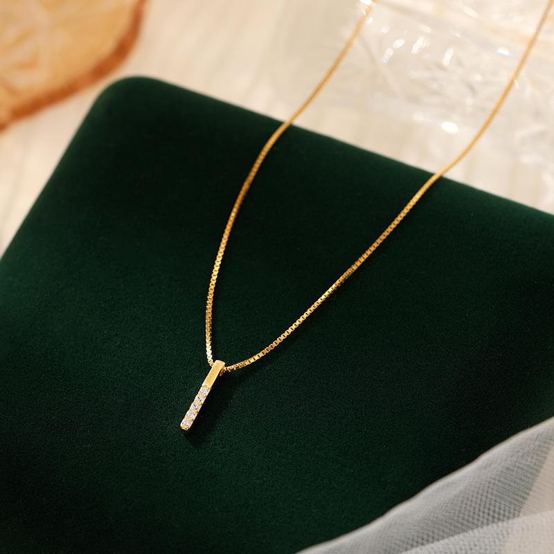 

Корейский дизайн S925 стерлингового серебра цирконий кулон ожерелье - простая и элегантная ключичная цепочка NS318-3 золотой