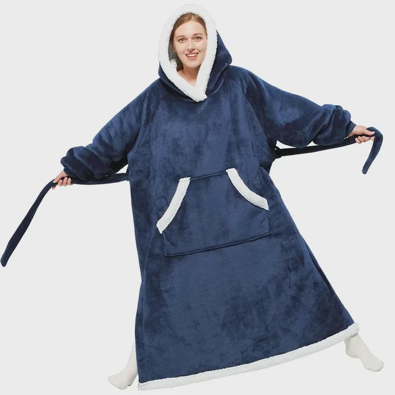 Cozy Hooded TV Blanket: Warm Fleece Pajamas & Robe for Autumn/Winter