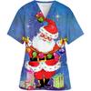 New Women T-Shirt Uniform Fashion Merry Christmas Print Short Sleeve V Neck Tops Working Blouse Care Nurse Scrub Shirt