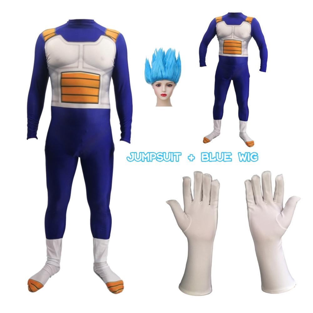 Kinder Erwachsene Vegeta Jumpsuit Super Saiyan GOKU Cosplay Kostüm Torankusu TRUNKS Vegeta-Junge Party Verkleidung Halloween Karneval Geschenk