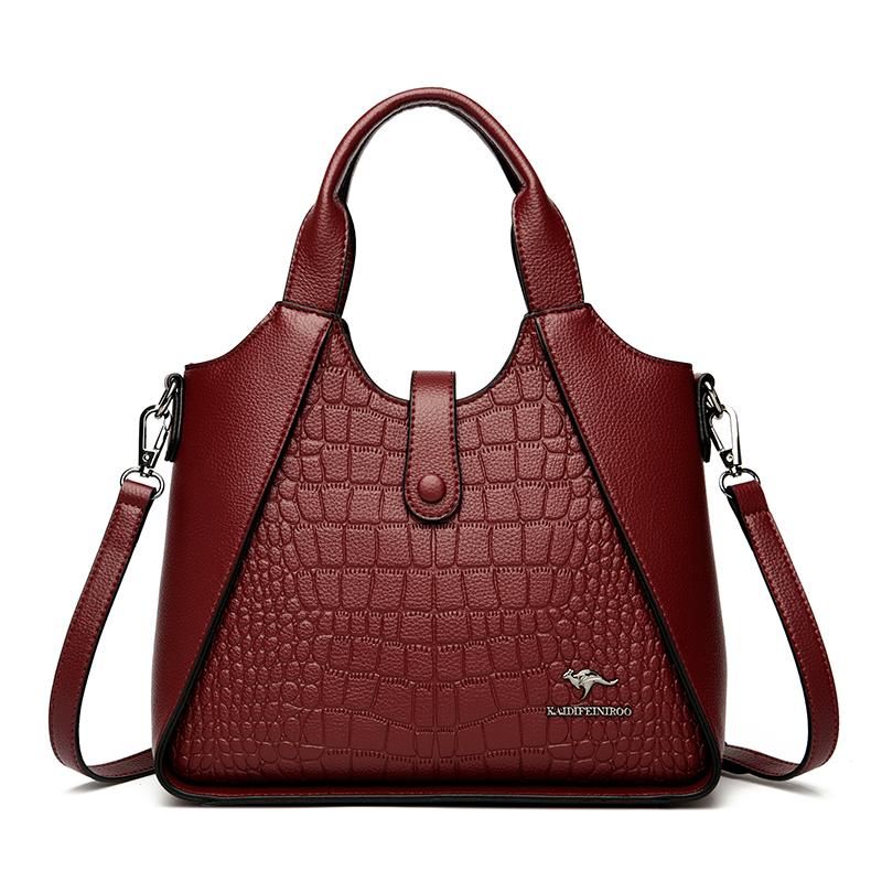 

2026 New Fashi Trend Women s Handbag High Quality Soft Leather Women Shoulder Bolsas Solid Color Retro Female Tote Bags Sac червоний