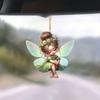 Charming Green Fairy Acrylic Car Rearview Mirror Decoration Keychain With Cartoon Style