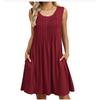 Damen Sommer Neues bedrucktes Tanktop Lockeres Kleid mit Tasche