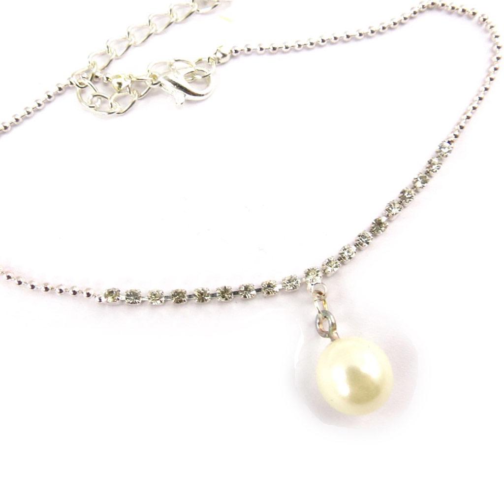 Les Trésors De Lily [K0912] - 'Perla' Ivory Silver Ankle Chain