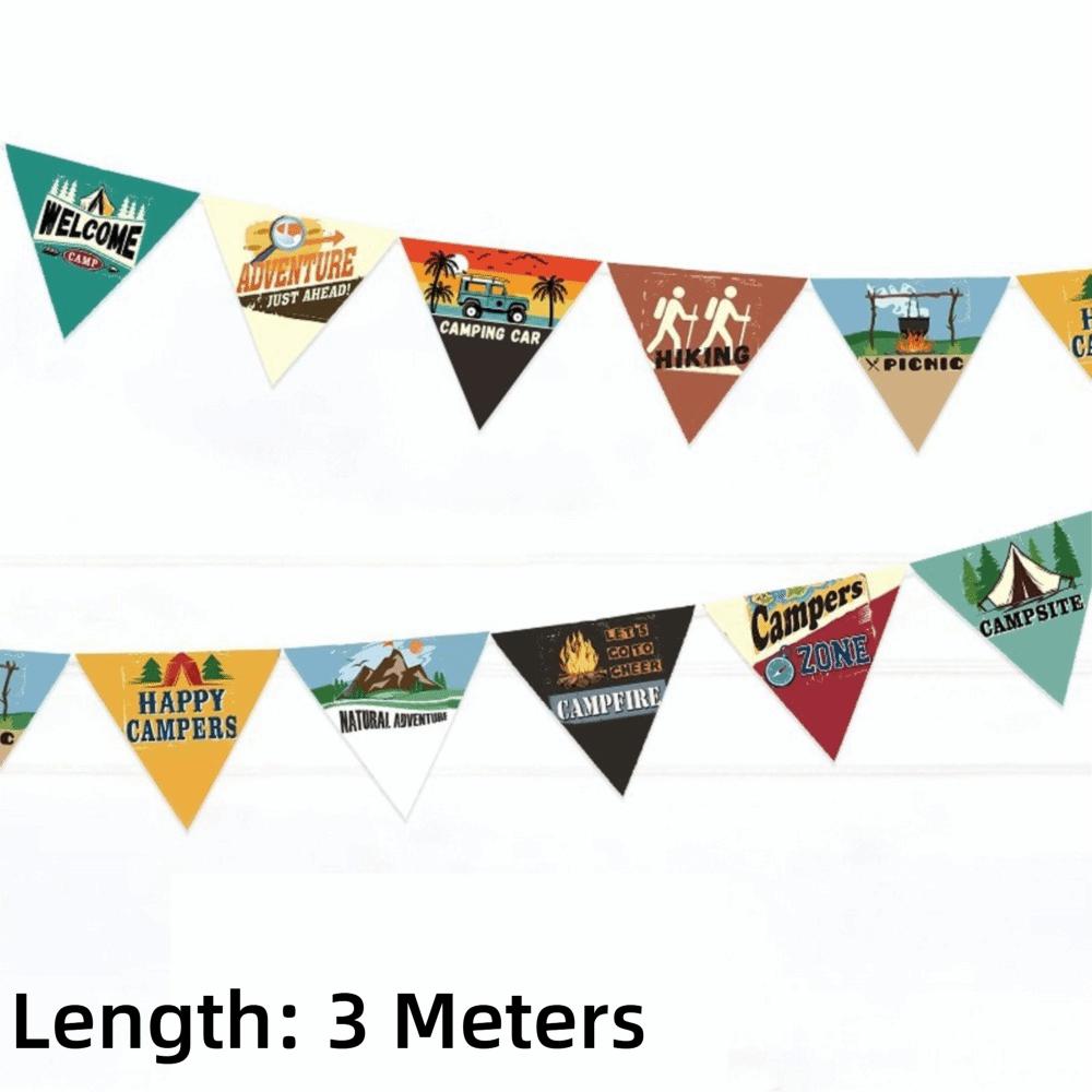 10Pcs/Set 10 Pieces Set Camping String Flag 3 Meter Pennant Decor Pennant Banner  Outdoor Events