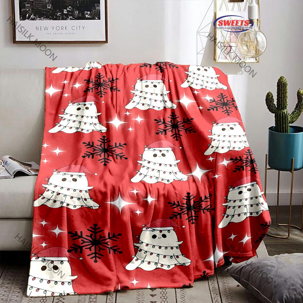 Spooky Skull Christmas Print Blanket Warm Soft and Comfortable Home Travel Blanket Sofa Bedding Cover Blankets Gift for Friends