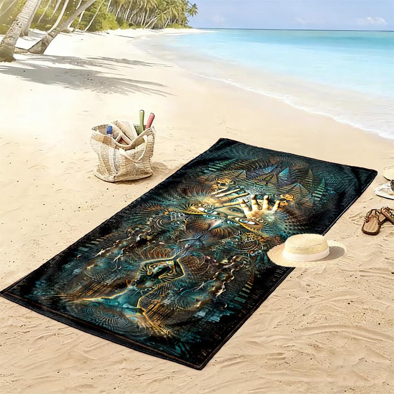 Enigmatic Divine Blueprint beach towel Portable for travel Outdoor camping Absorbent bath towel quick-drying swim towel Outdoor pool towel