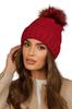 Women' Winter Hat Red Kamea-Furja With Eco Pompom