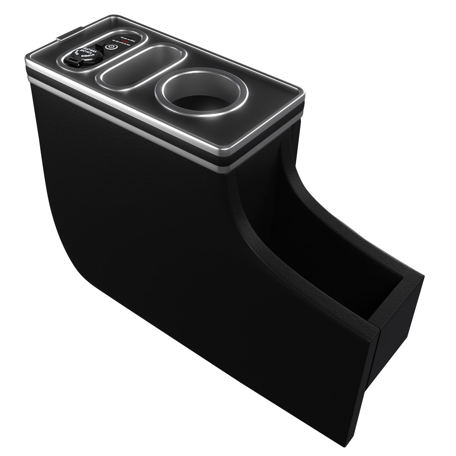 

CRAFTWORKS Spacia Консольный бокс Настраиваемая центральная консоль с подстаканником, отсеком для мелких предметов, подставкой для напитков и смартфона, светодиодной подсветкой и беспроводной зарядкой. Зарядка в процессе. чёрный