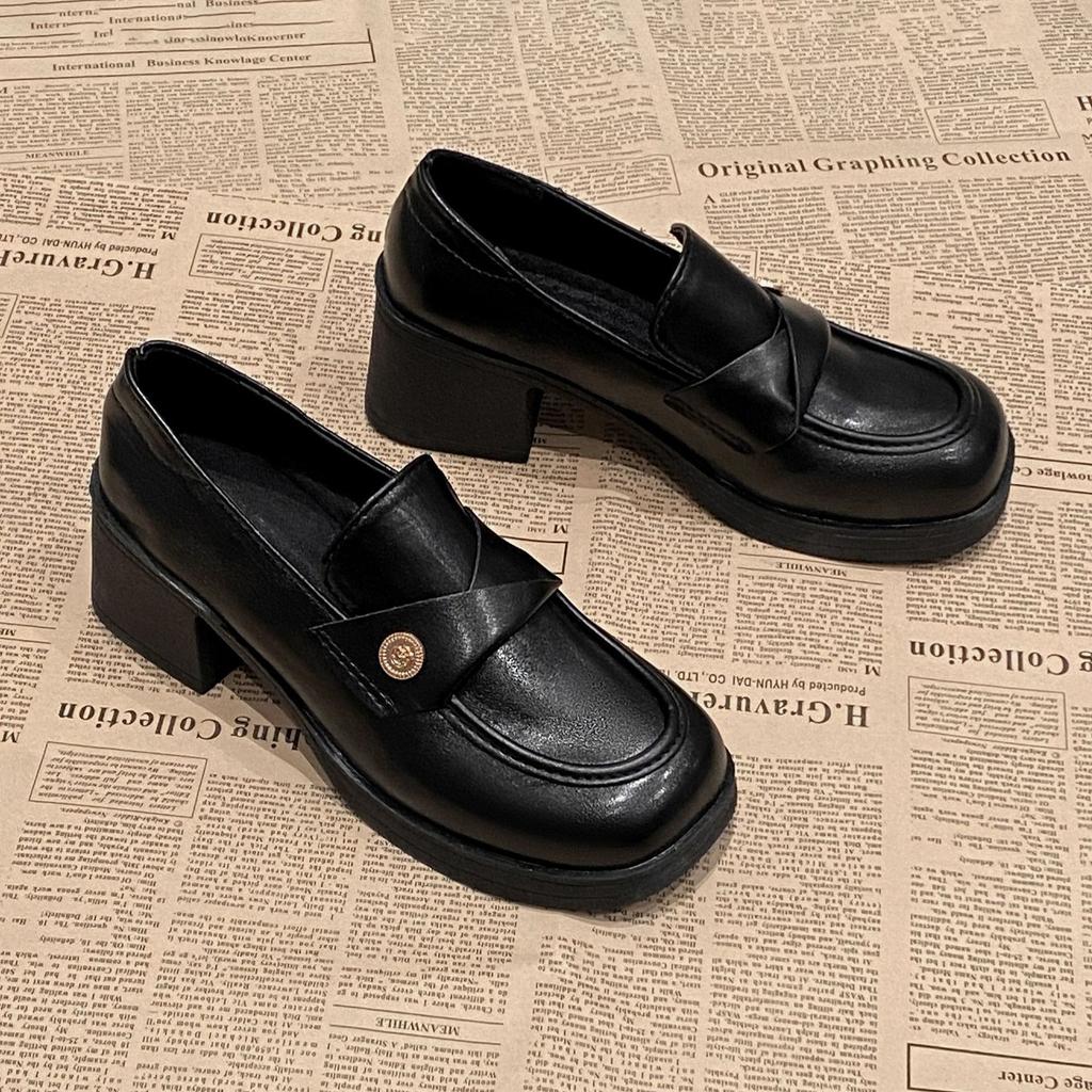 Muffin thick heel women's shoes versatile shoes children 2025 spring and autumn new fashion single shoes loafers platform small leather shoes women