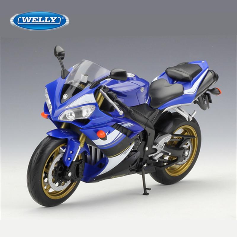 WELLY 1/10 YAMAHA YZF-R1 Alloy Racing Motorcycle Model Diecasts Metal Sports Motorcycle Model High Simulation Childrens Toy Gift