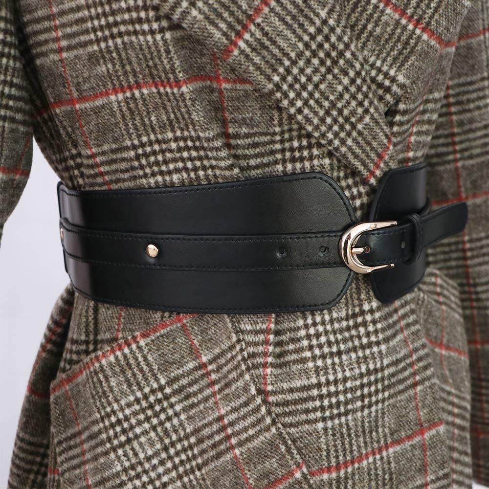 Black Fashion Women Dress Female Buckle Party Solid Color Dress Waistband Wide Belt Women Waistband