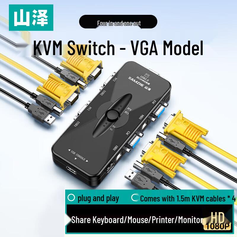 SAMZHE 4-Port VGA KVM Switch