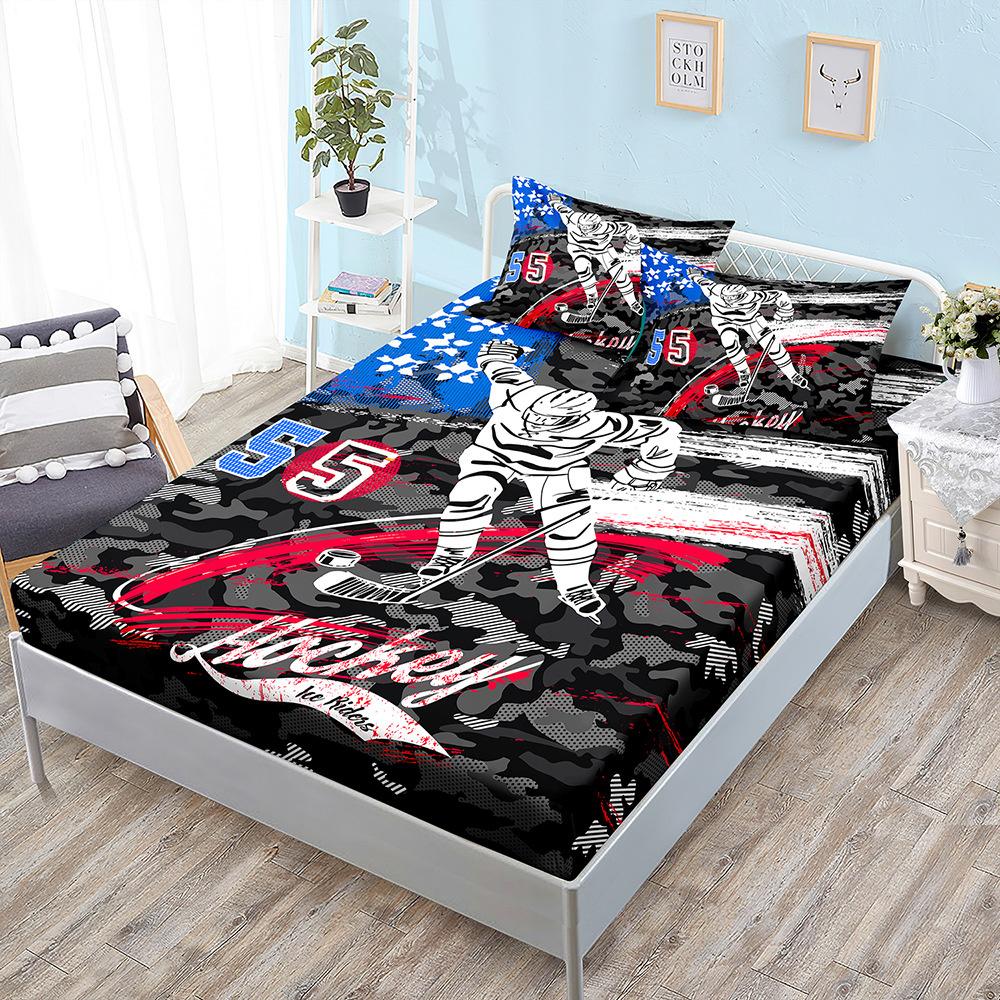Basketball Boys Fitted Sheet Set Twin Full King Bed Fitted Sheets for Kids Teens Football Bed Set with Pillowcase Bedroom Decor