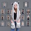 Set Cappello con Sciarpa e Guanti in Pelliccia Sintetica - Carino Animal Print Peluche Riscaldante Invernale Copricapo Donna Ragazze