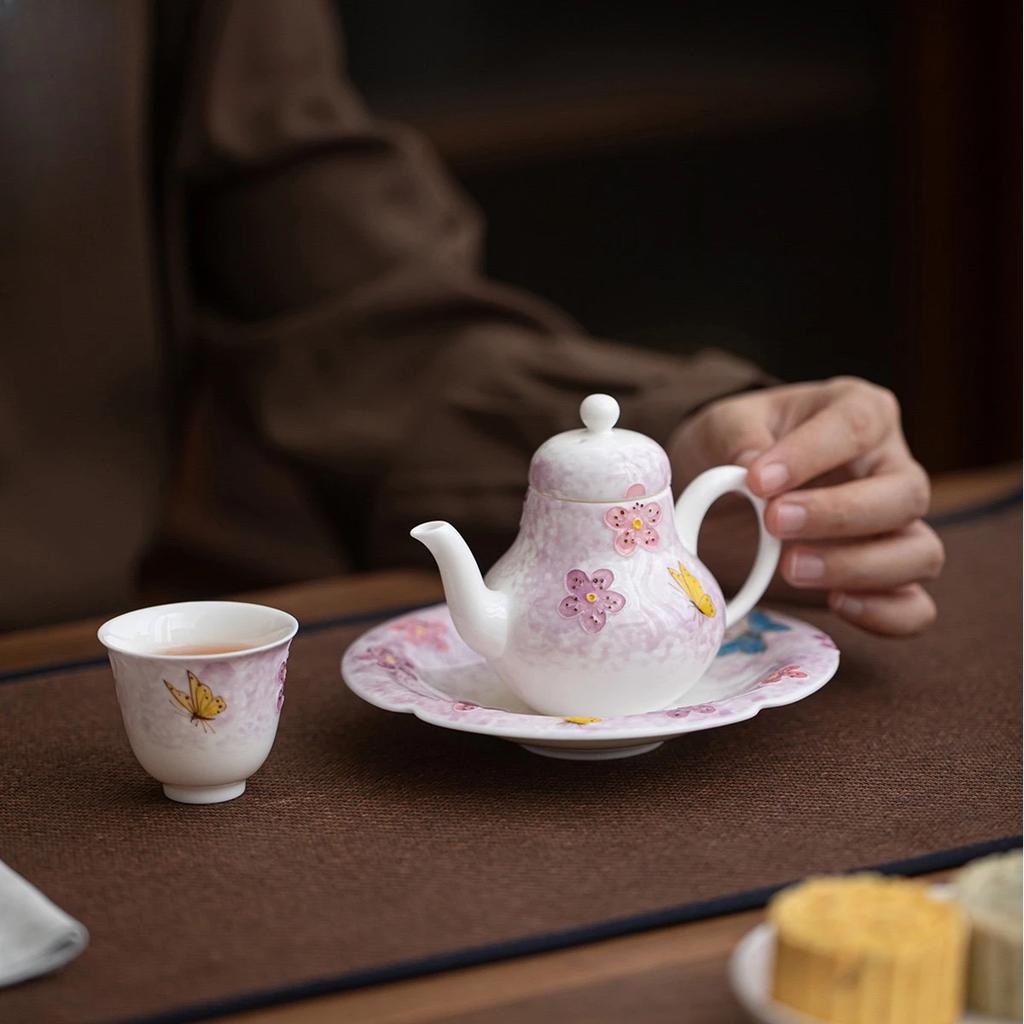 110ML Underglazed Hand-painted Ceramic Teapot Kung Fu TeaSet Ball Hole Filter Household Teapot Hand-held Pot Teacup Holiday Gift