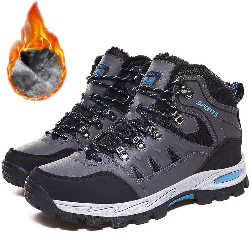 

Унисекс, высокие нескользящие износостойкие бархатные теплые походные туфли, мужская обувь большого размера 45 серый