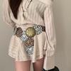 Stylish Leopard Wide Belt for Adult Western Waistband Ethnic PU Leather Embossing Buckle Waiststrap for Formal Dresses