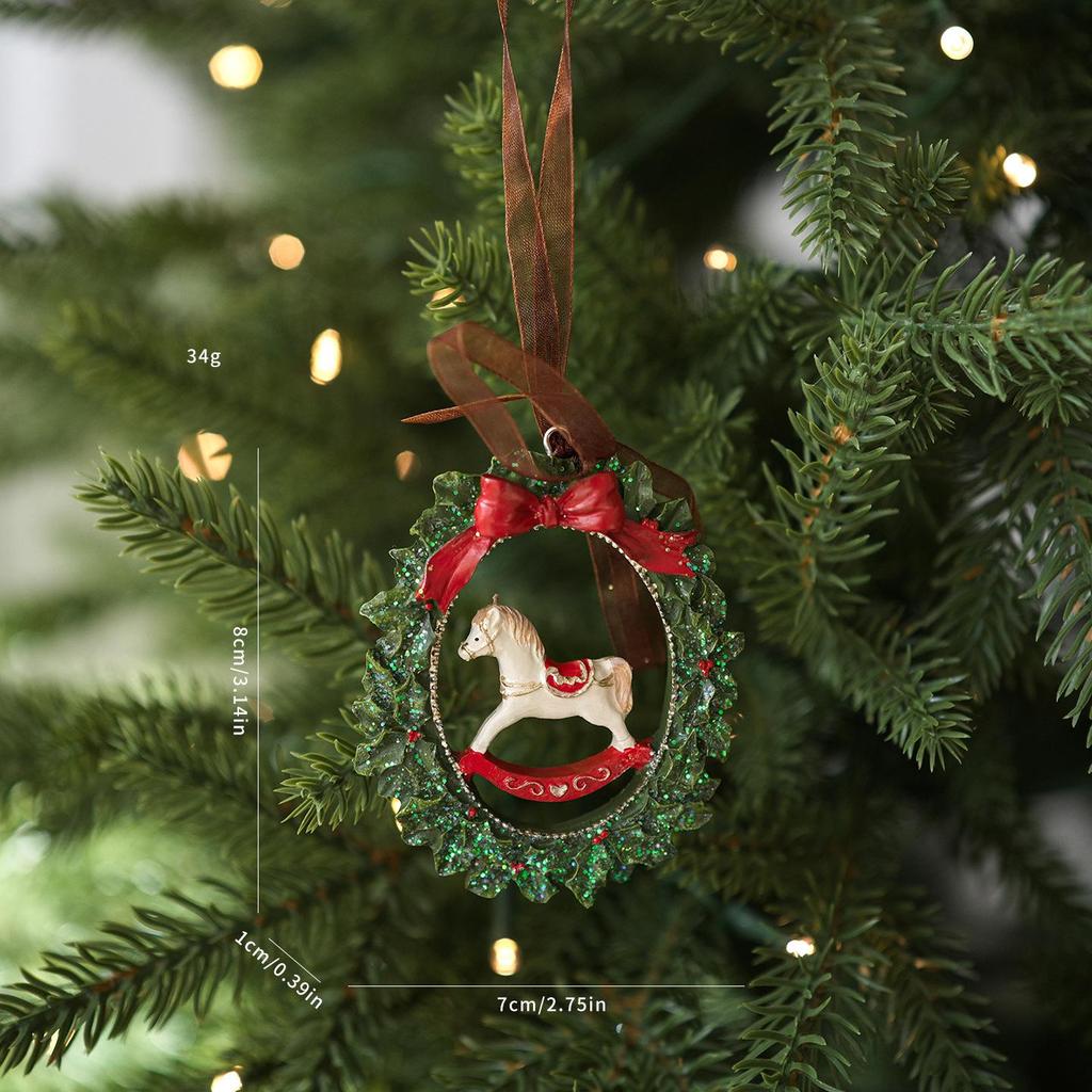 Retro-Style Elderly Boots, Snowman, & Bells Christmas Tree Hanging Decoration Resin Pendant Wreath