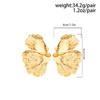 Goth Geometric Metal Petal Flower Stud Earrings for Women Fashion Statement Trendy Gold Color Piercing Earrings Y2K Accessories