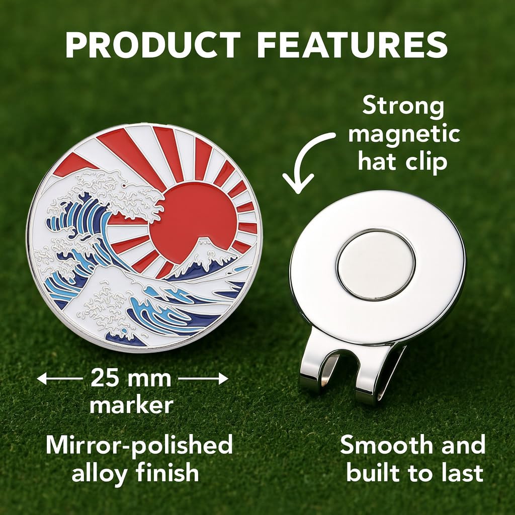 Magnet Golf Marker with Hat Views of Mount The Great Wave Off Golf Competition E0004 Clip, Thirty-six Fuji, Kanagawa, Prize, Gift,