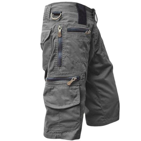 Herren-Shorts, locker sitzende, gerade Röhre, Sommermode, lässig, mehrere Taschen, Arbeitshose aus reiner Baumwolle