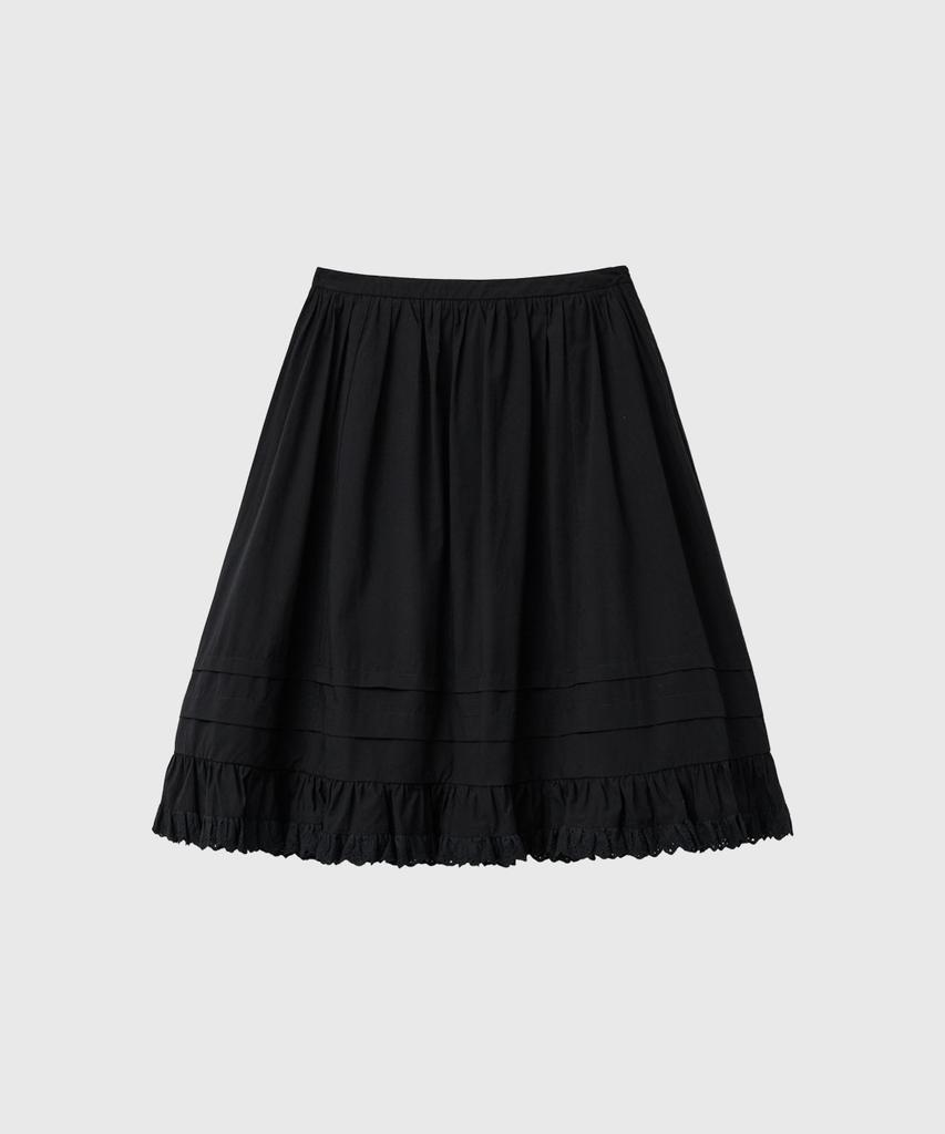 General Idea Lace Flare Midi Skirt [Black] / Gf2Lsk509